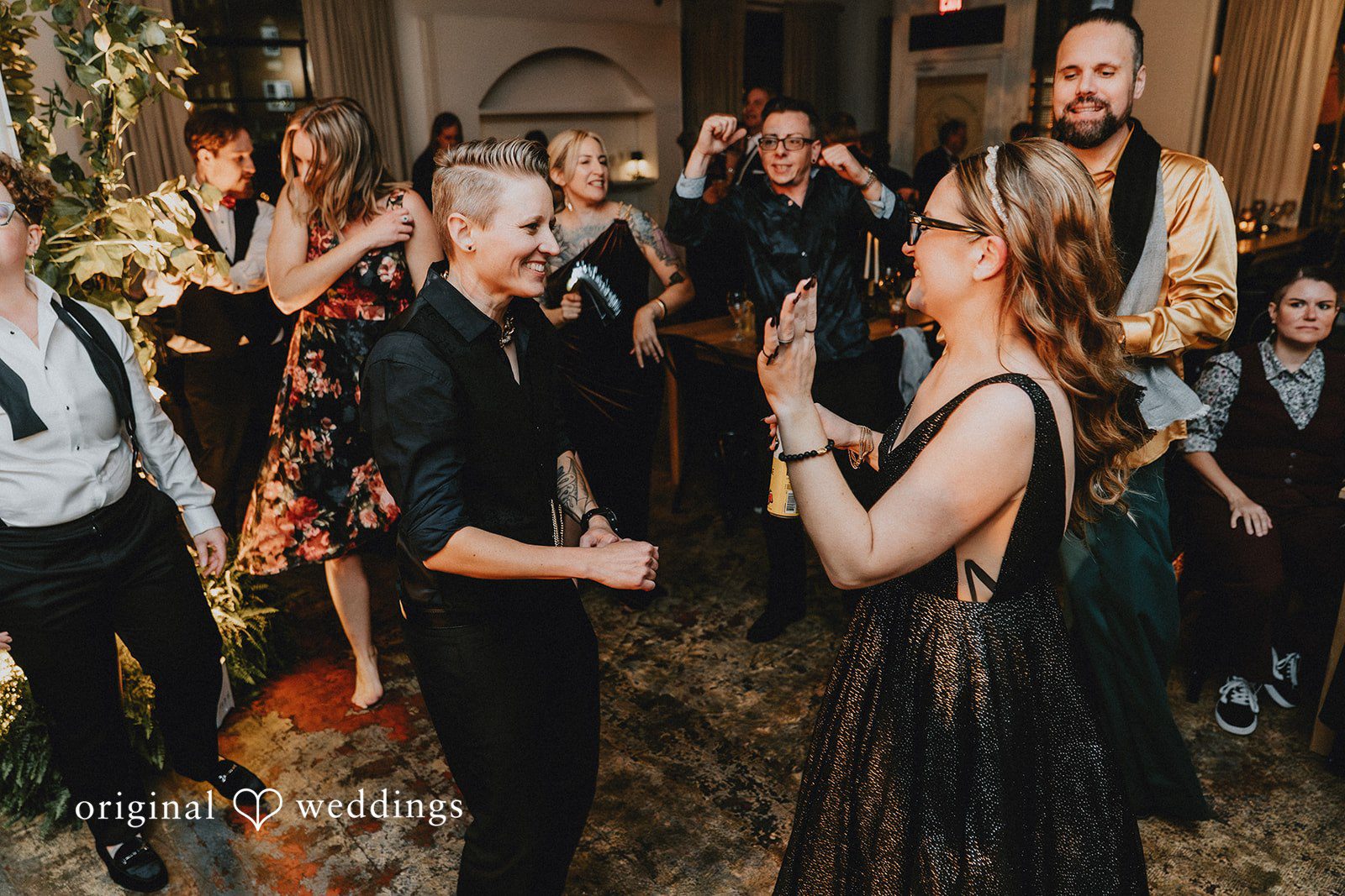 Dianna + Devin Couple and wedding party dance time