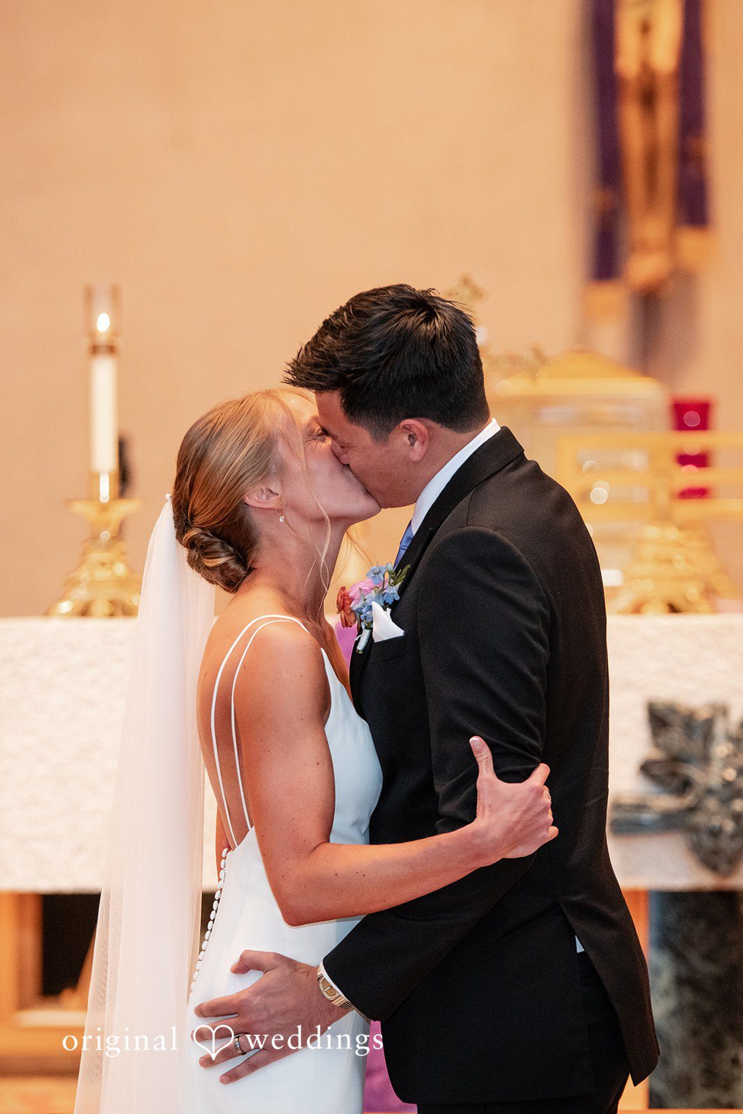 Romantic kiss moment of the couple