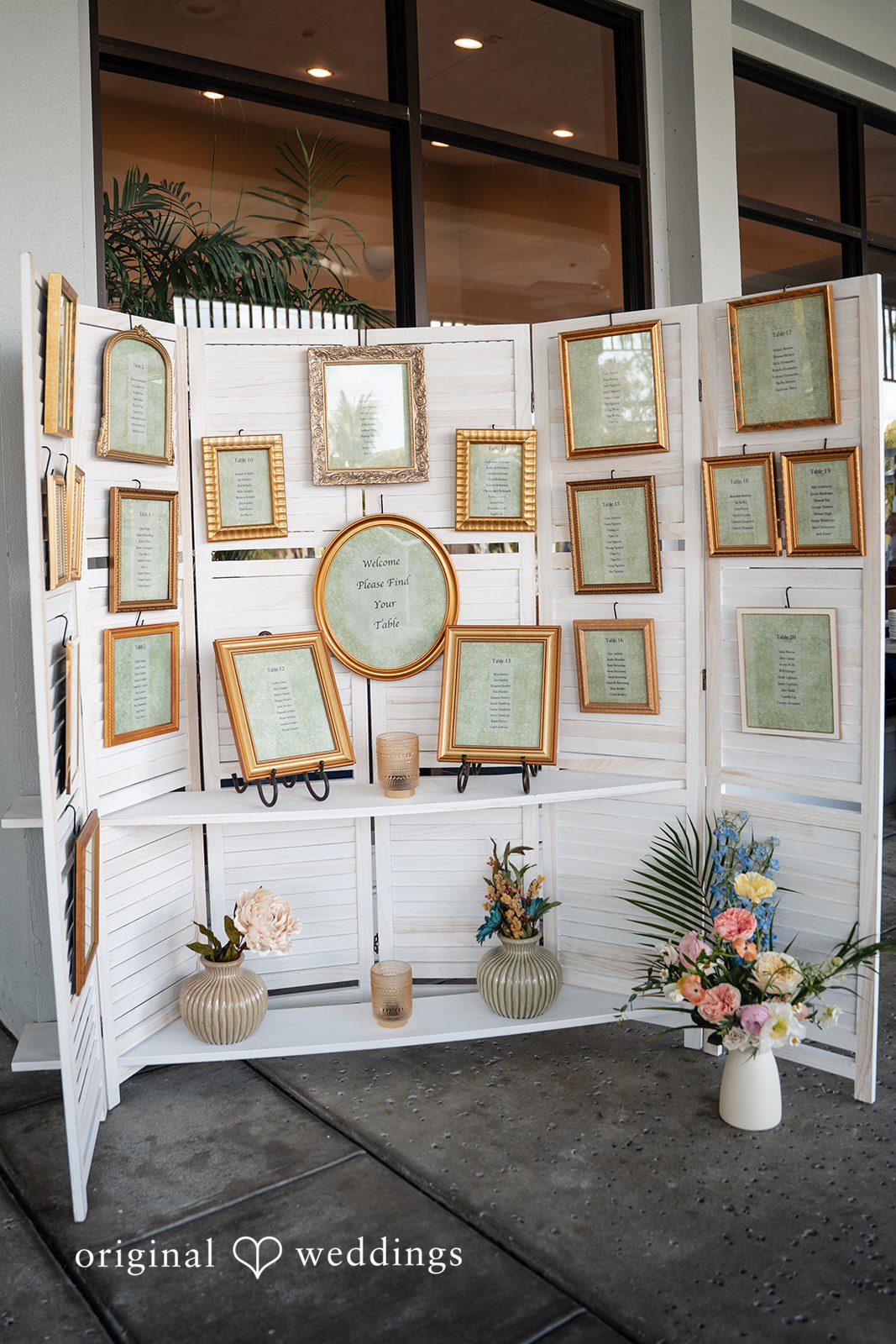 Classic wedding  chart setup with frames at The Resort at Longboat Key Club