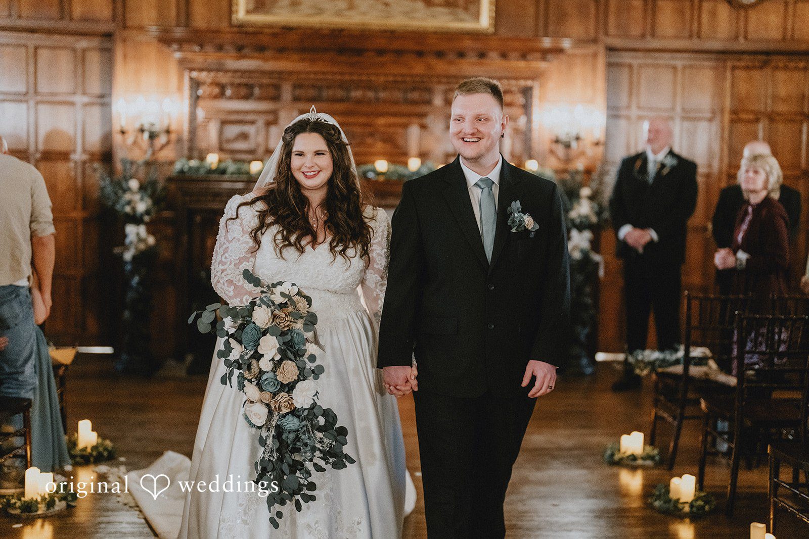 Kaydee + Jameson Romantic newlyweds walking hand in hand