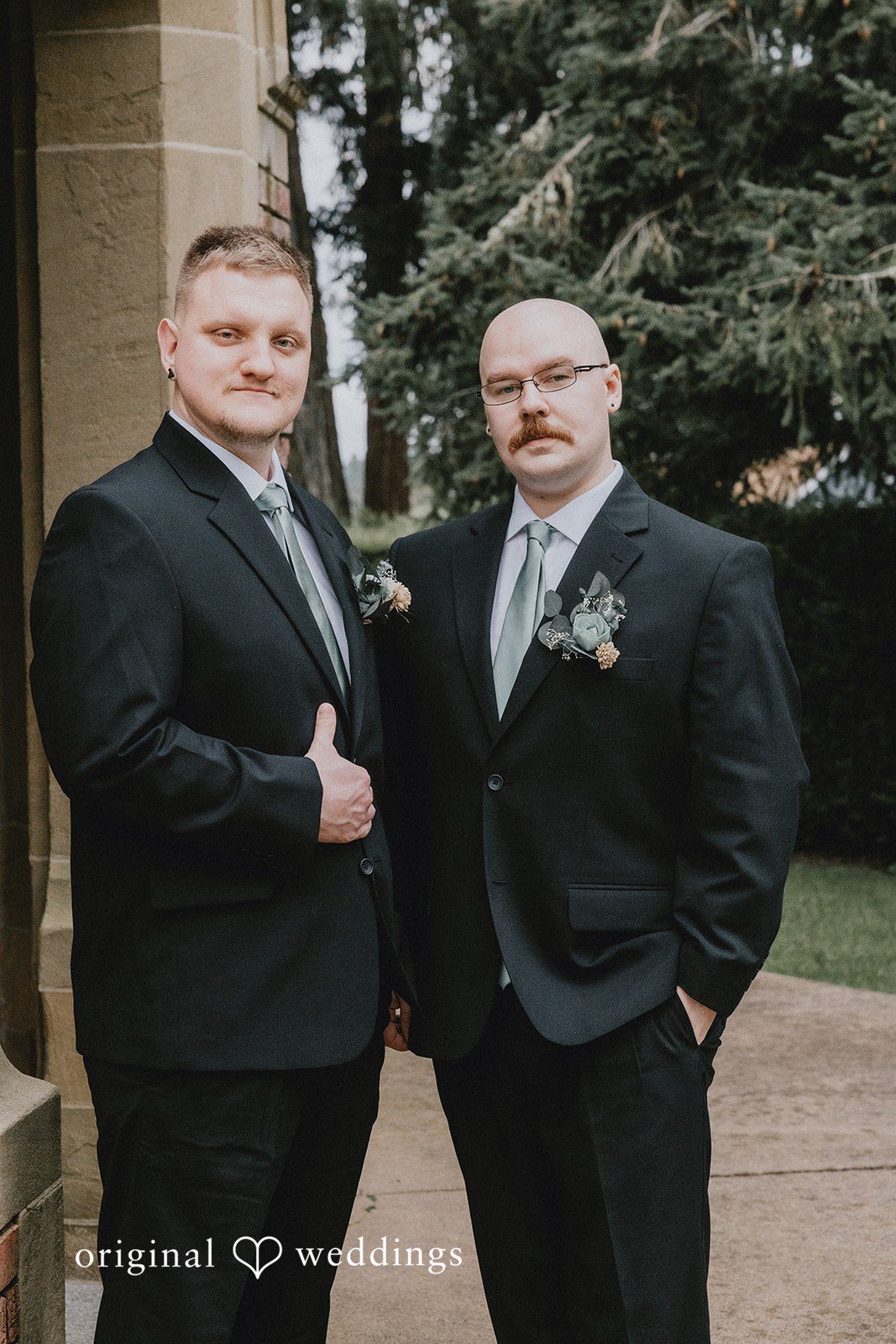Kaydee + Jameson Groom and groomsman posing together