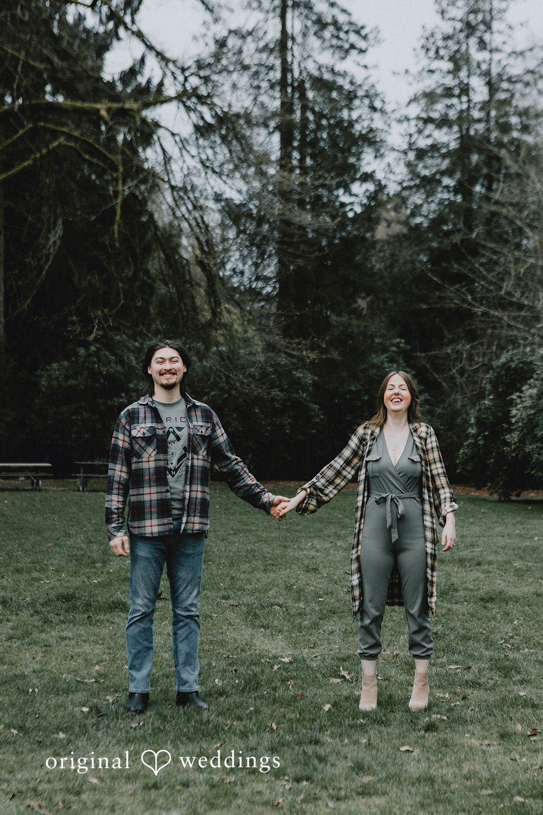 Close-up of couple holding hands during photo session at Volunteer Park