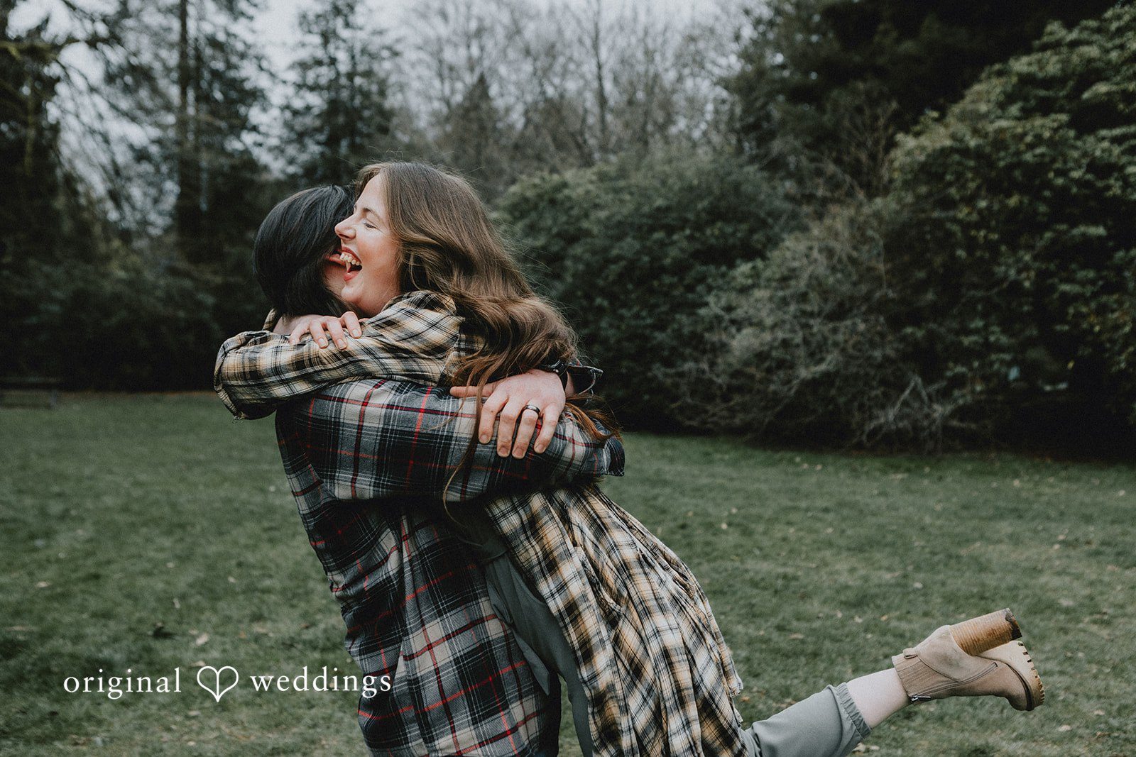 Close-up of couple hugging during photo session at Volunteer Park