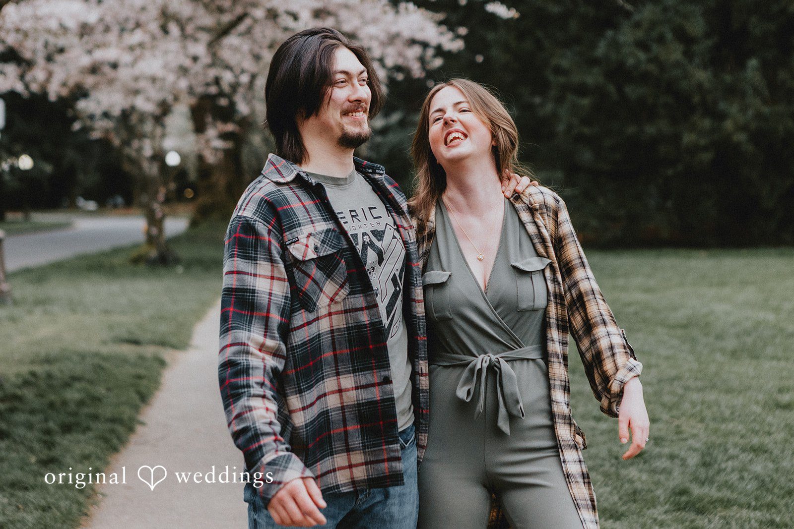 Lovely portrait of couple enjoying a happy moment at Volunteer Park