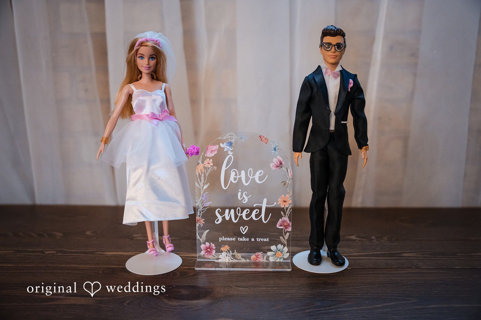 Close-up of wedding decor and reception table styling