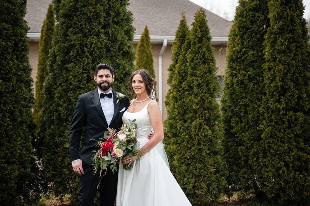 Chicago Wedding Photographers at Chetnik Memorial Hall | Elizabeth & Aldo 12 Captured romantic outdoor portrait of couple at Chetnik Memorial Hall by Chicago Wedding Photographers