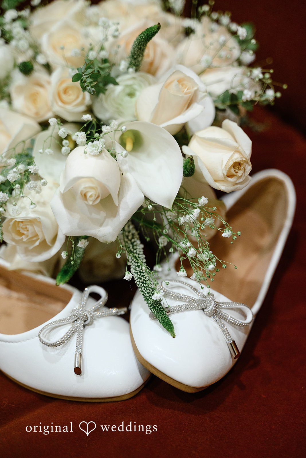 Avery + Ben Bridal shoes placed with flowers