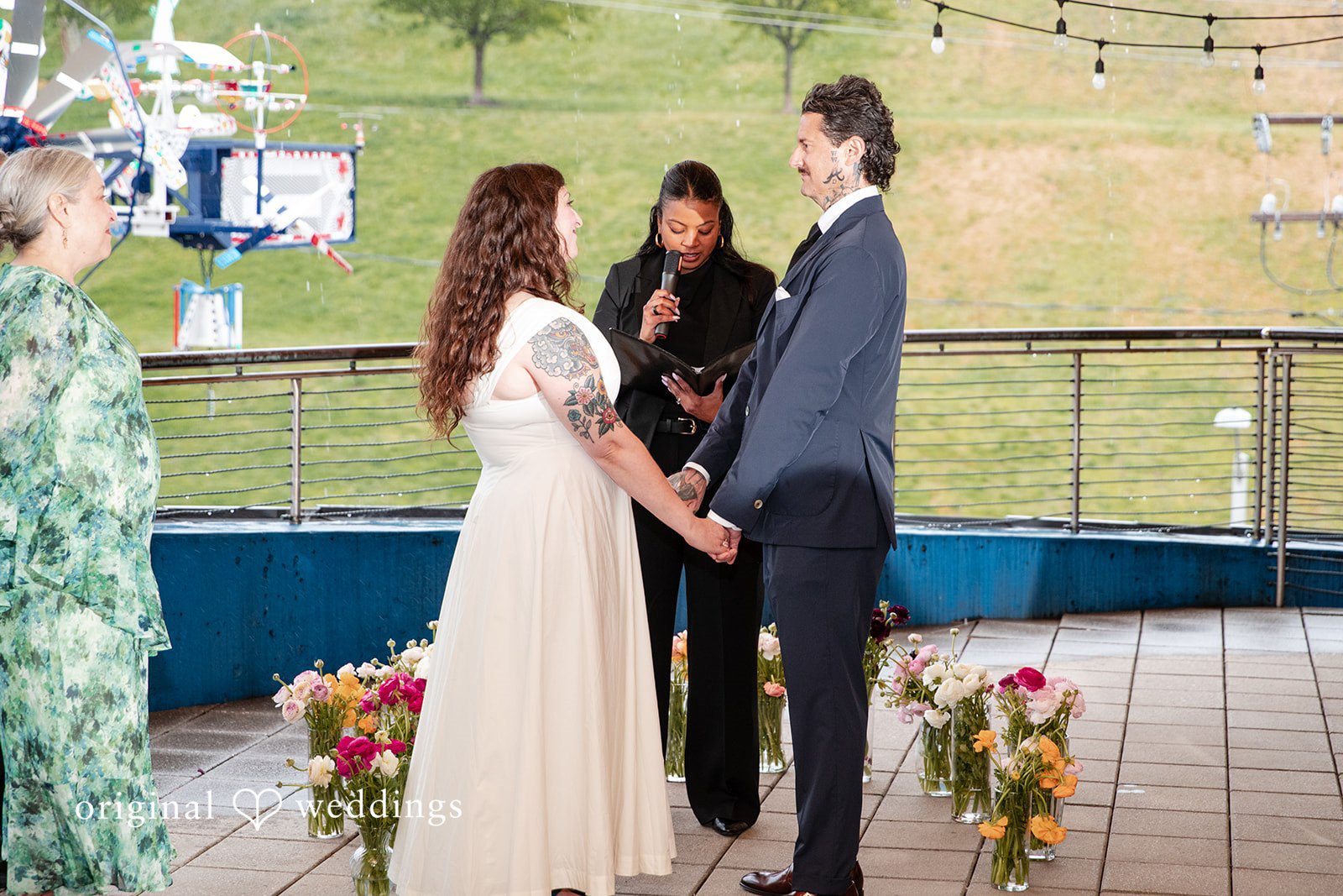 Leah + Daniel Bride and groom looking at each other after exchanging vows
