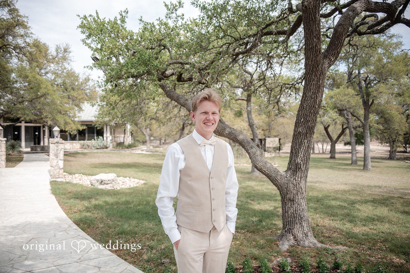 Hannah + Will Groom waiting emotionally for the first look