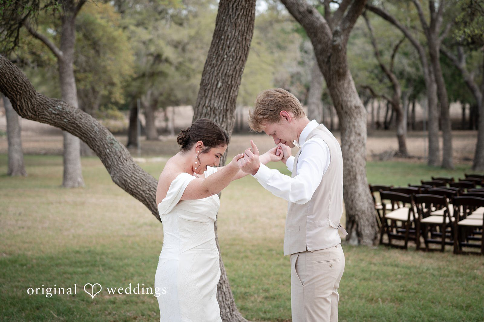 Hannah + Will Smiling bride and groom sharing a joyful moment