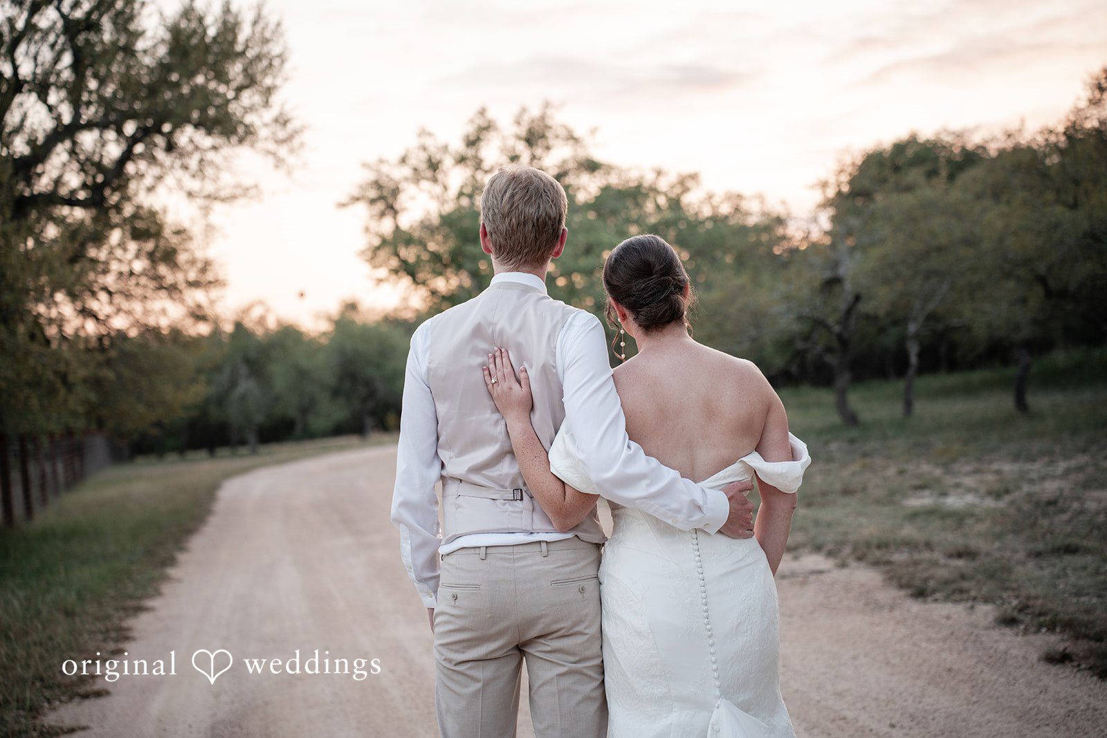 Hannah + Will Couple enjoying a romantic sunset view in greenery
