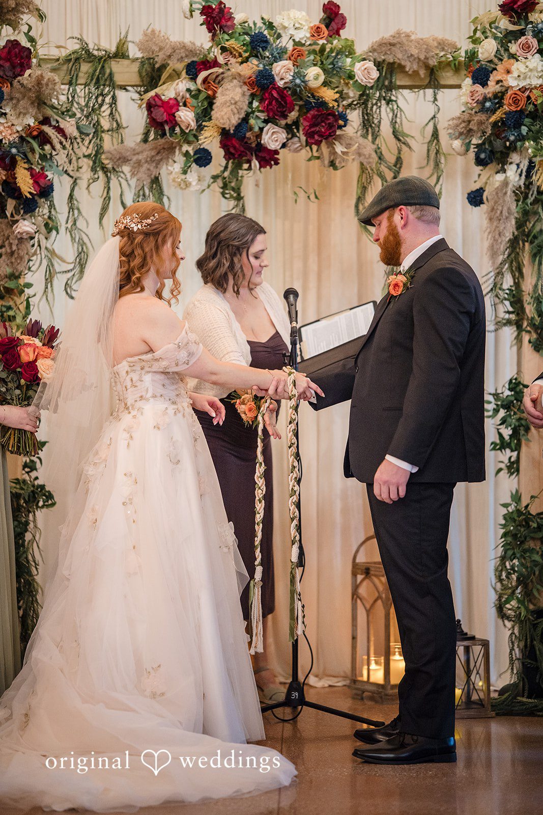William + Alicia Romantic wedding ceremony moment of bride and groom at Barnwood Events