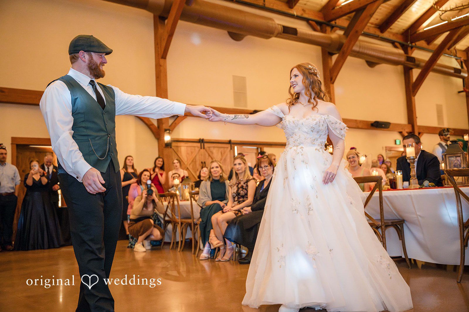 William + Alicia Elegant bride and groom dance picture at Barnwood Events