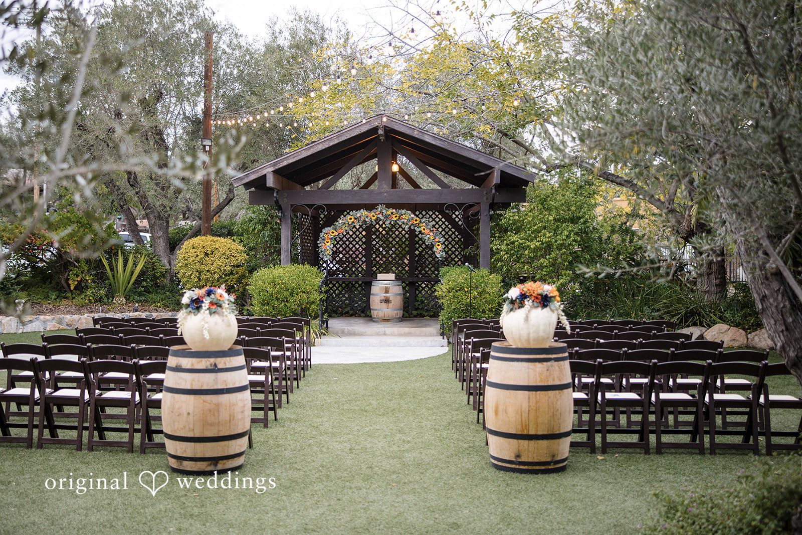 Olivia + Connor Wide view of the empty outdoor ceremony setup