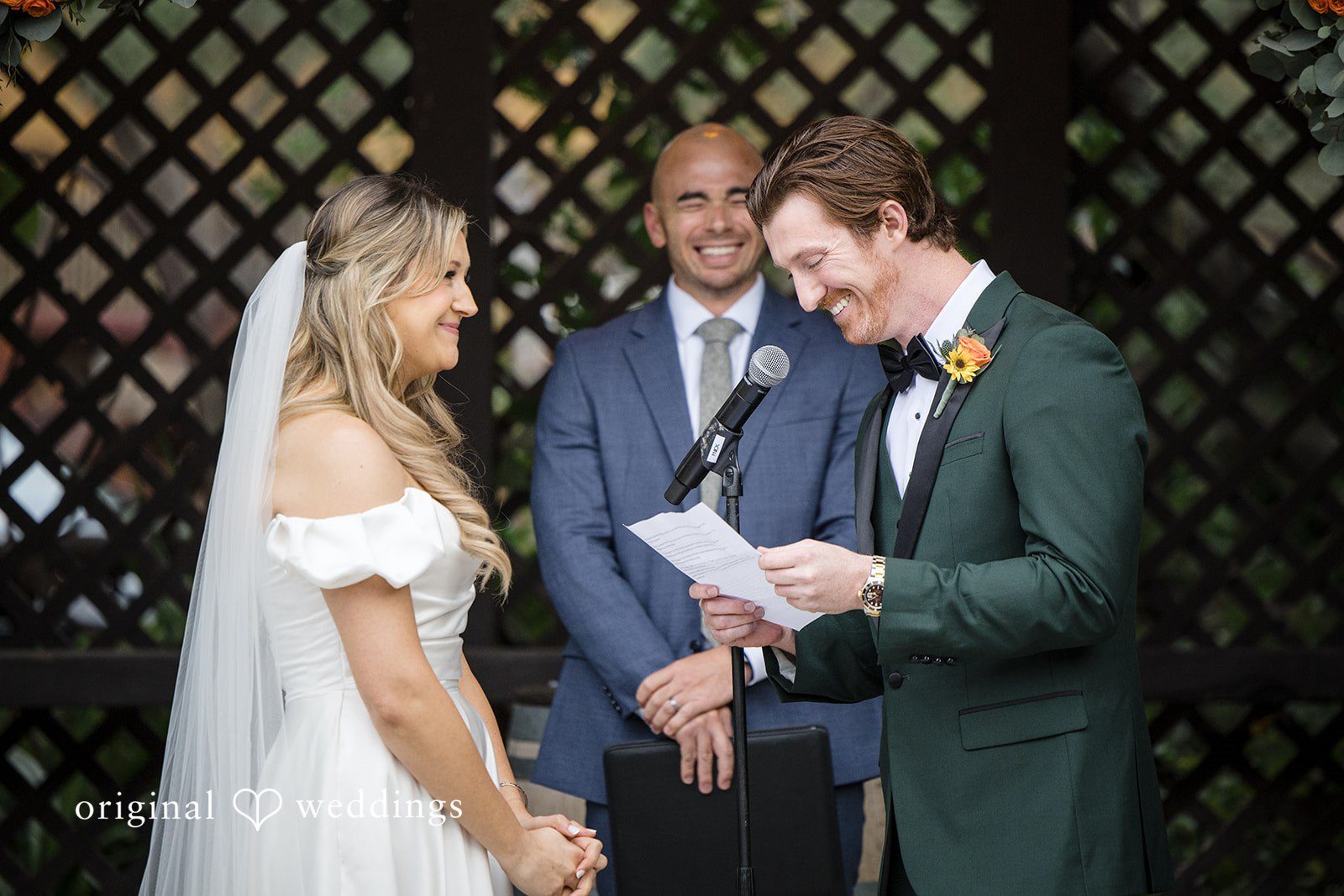 Olivia + Connor Groom reading his vows to the bride during the ceremony