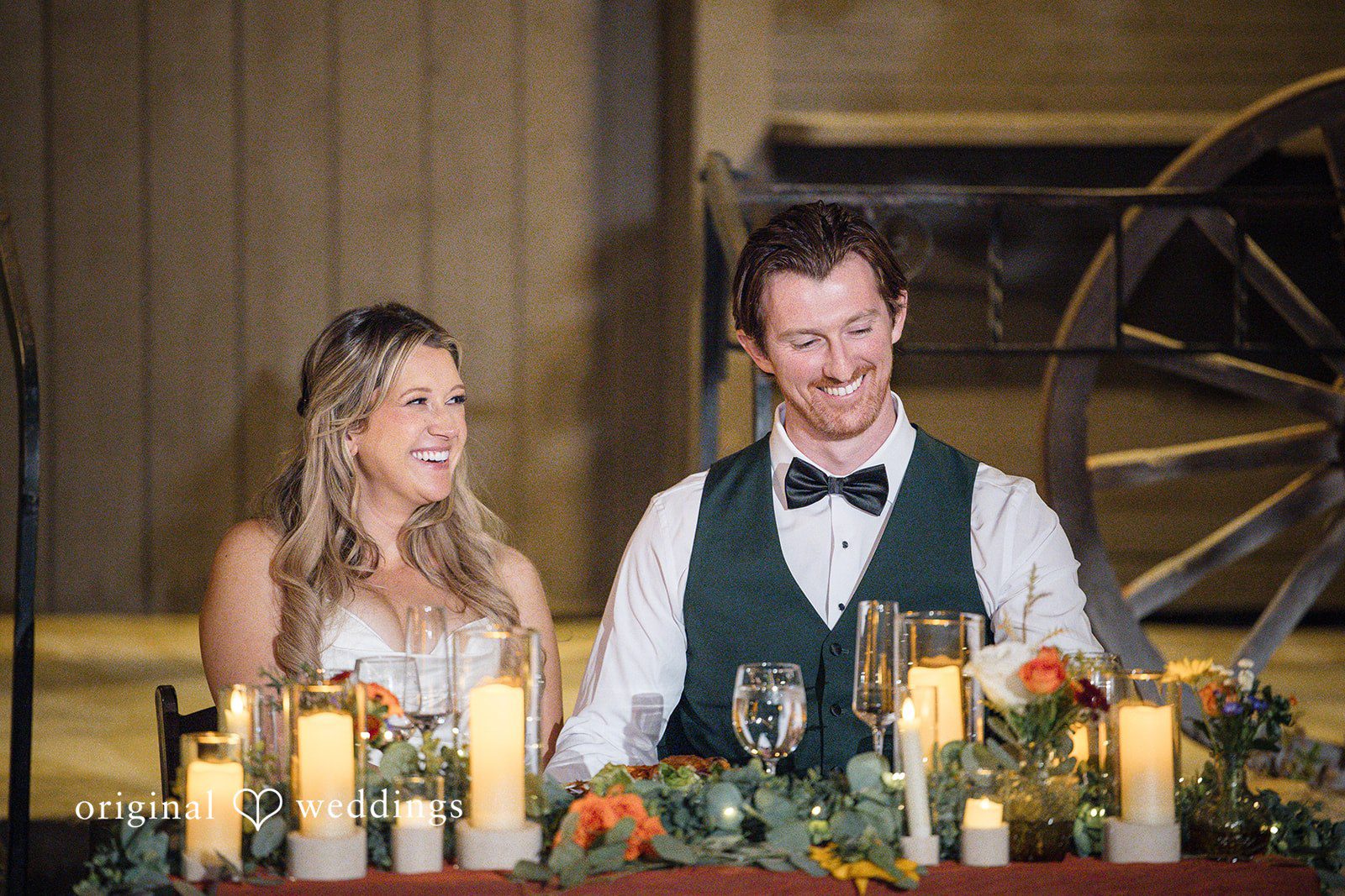 Olivia + Connor Couple seated together at their reception table