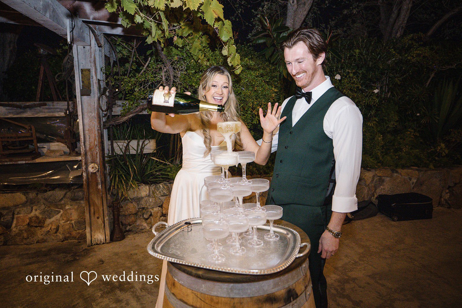 Olivia + Connor Bride and groom enjoying drinks together at the reception