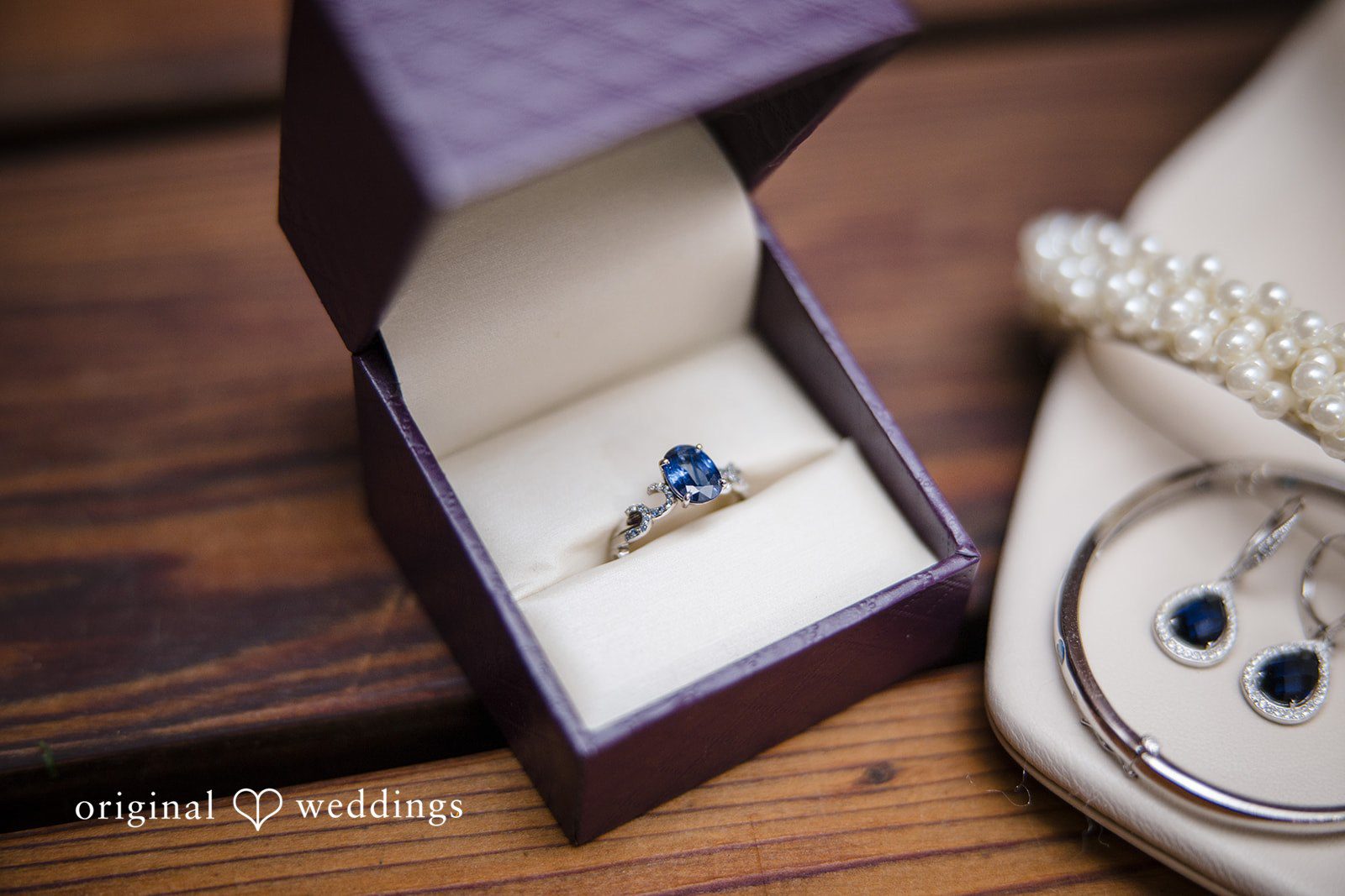 Olivia + Connor Close-up detail of the bride’s engagement ring