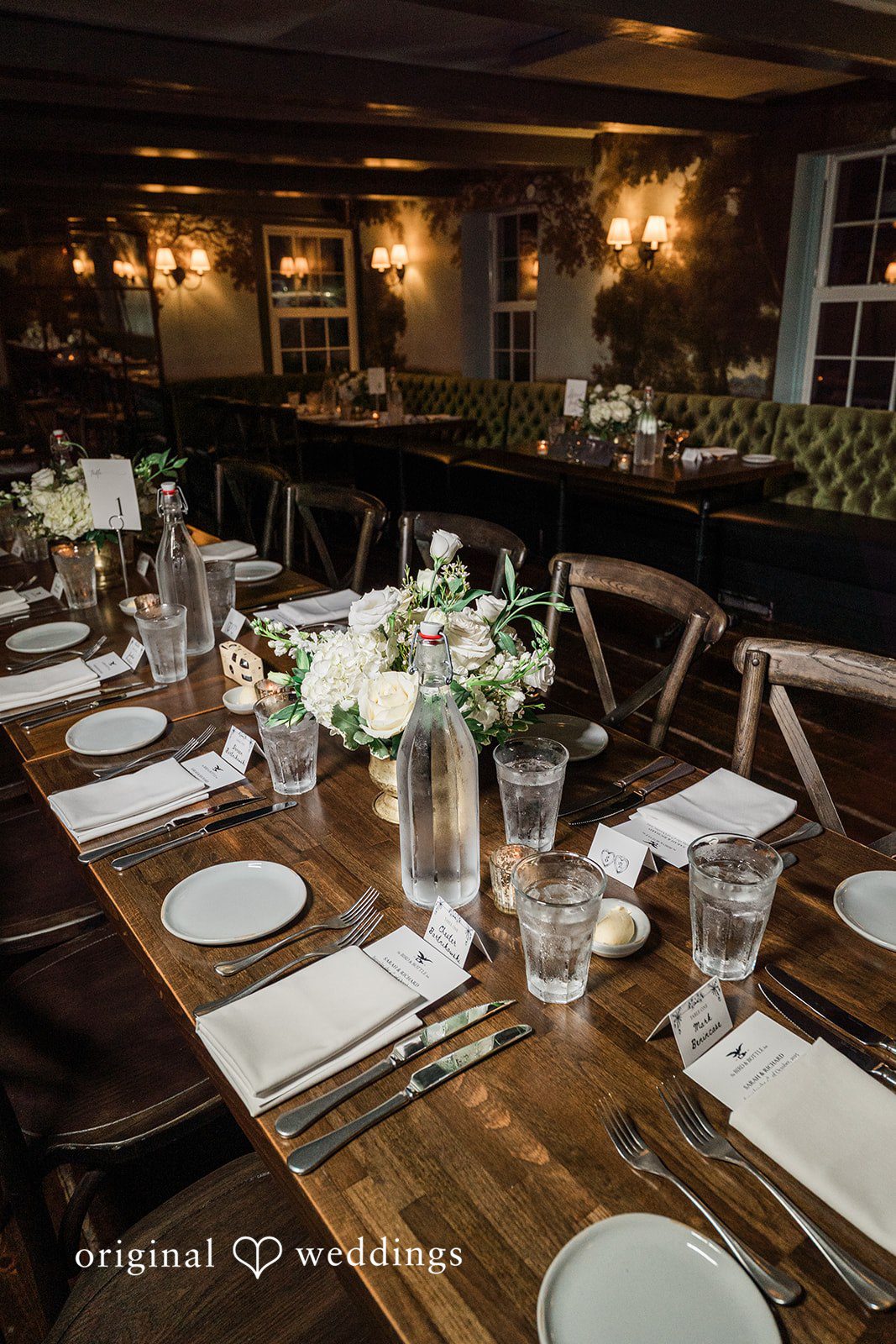 Clean and elegant dining setup at Bird and Bottle Inn