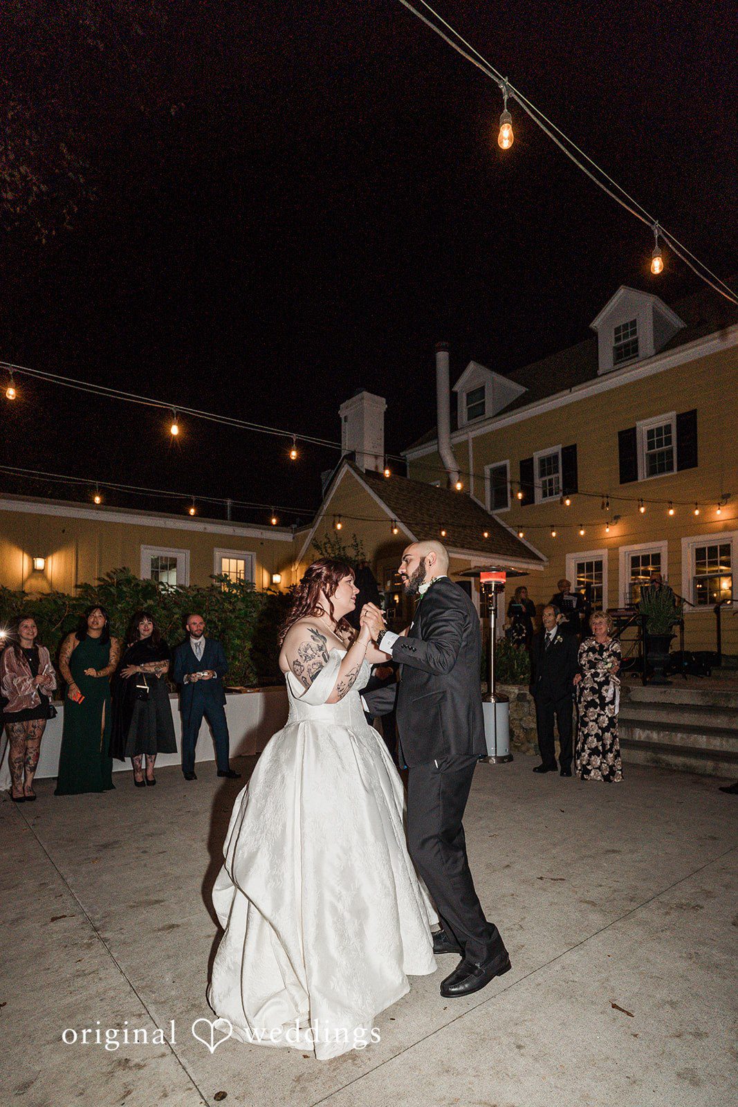 Loving couple enjoying dance together at Bird and Bottle Inn