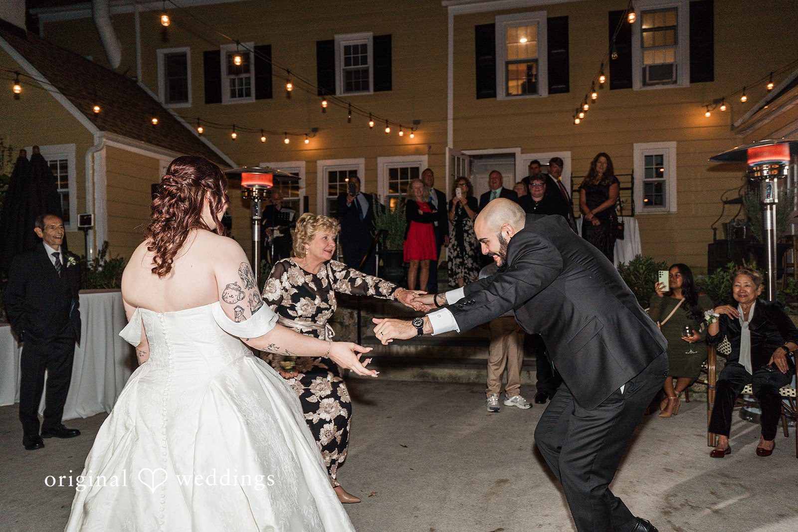 Joyful wedding party scene