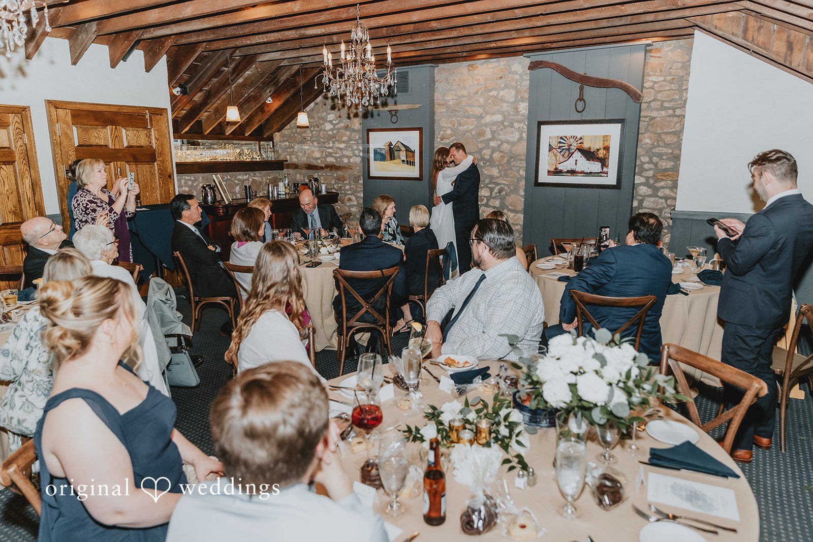 Reception dinner setup inside Blue Bell Inn