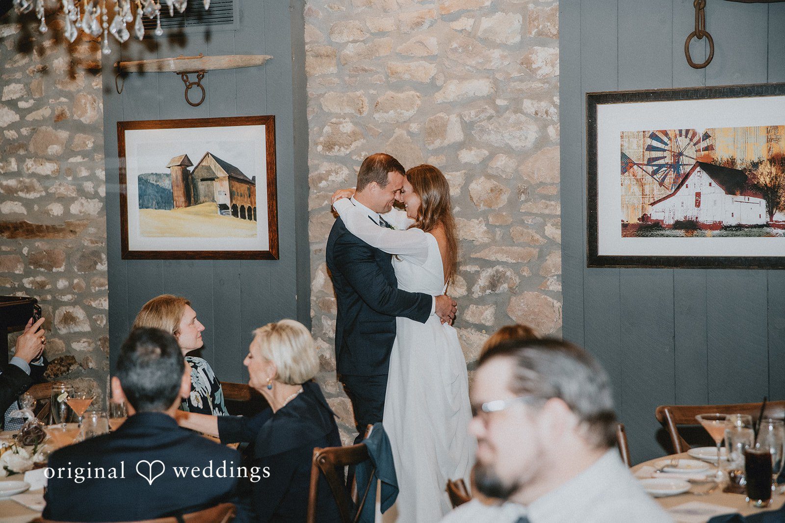 Couple sharing their first dance during the reception