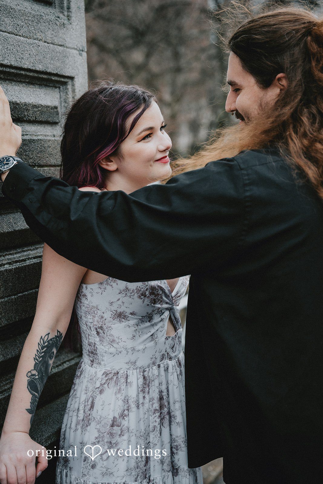 Couple sharing their love in Boston Public Garden