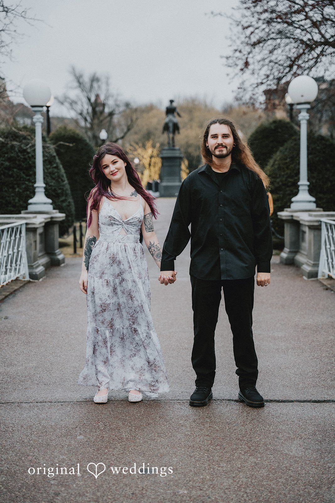 Stunning portrait of couple at Boston Public Garden