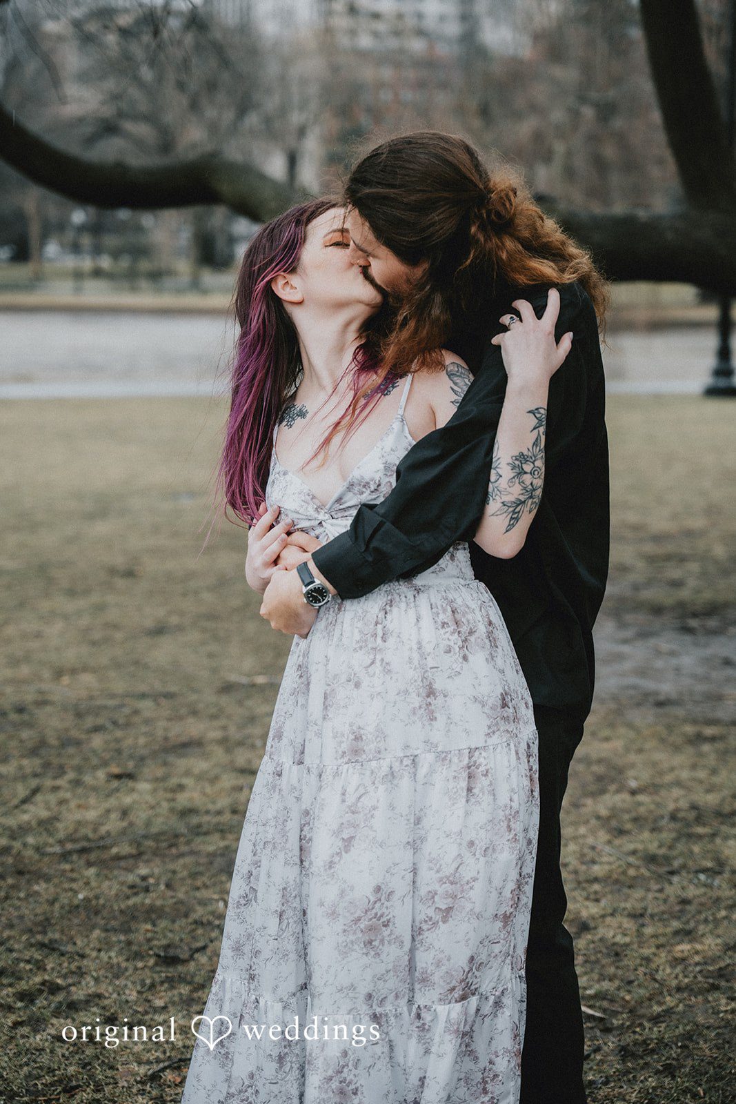 Romantic kiss moment of couple