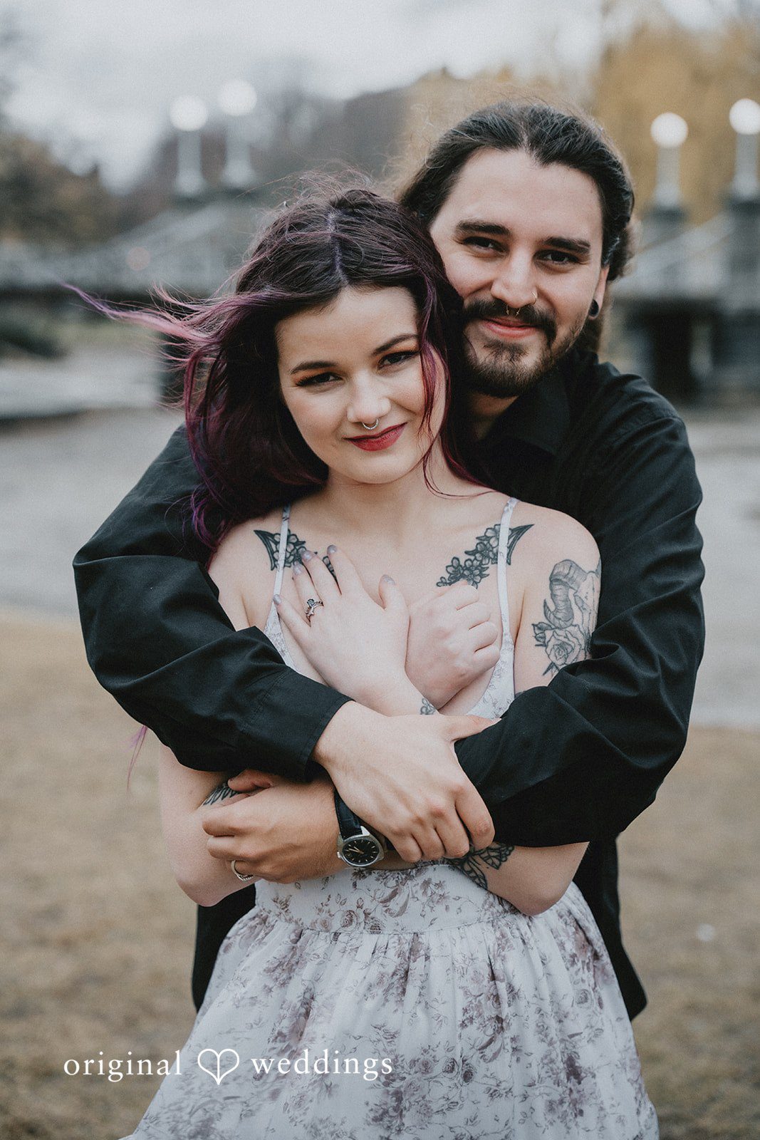 Lovely picture of couple at Boston Public Garden during session