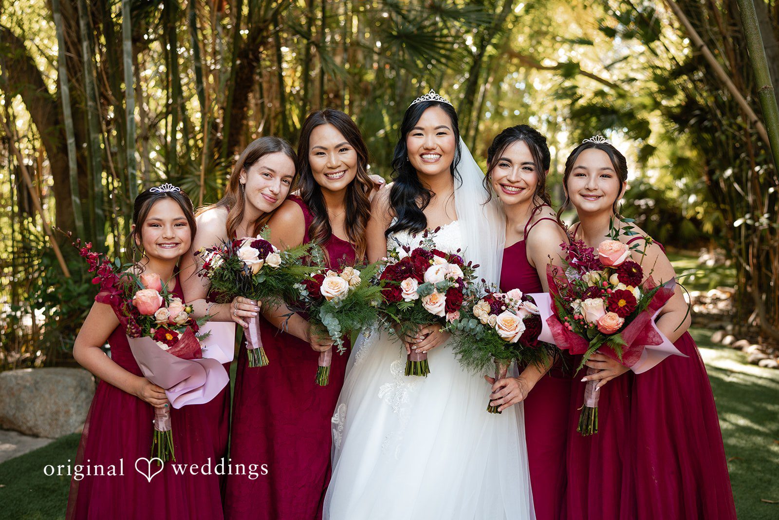 A beautiful portrait of the bride and her bridesmaids