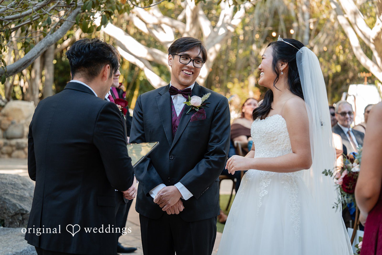 The couple all joyful at their wedding ceremony