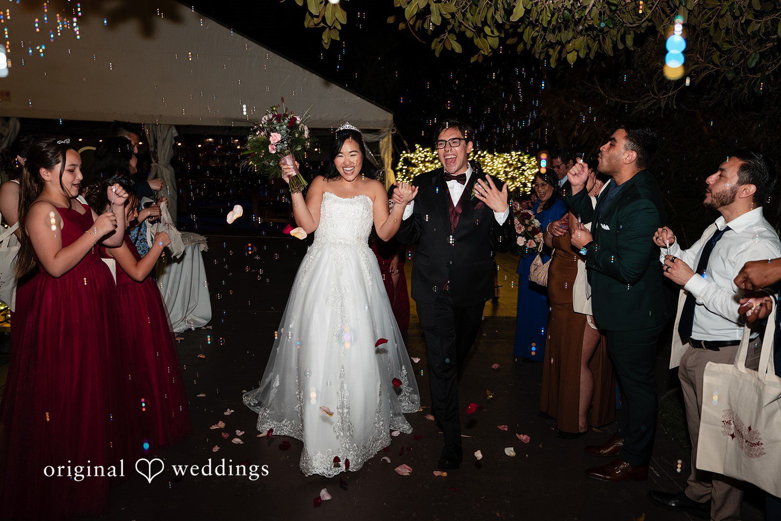 The couple makes a joyful exit