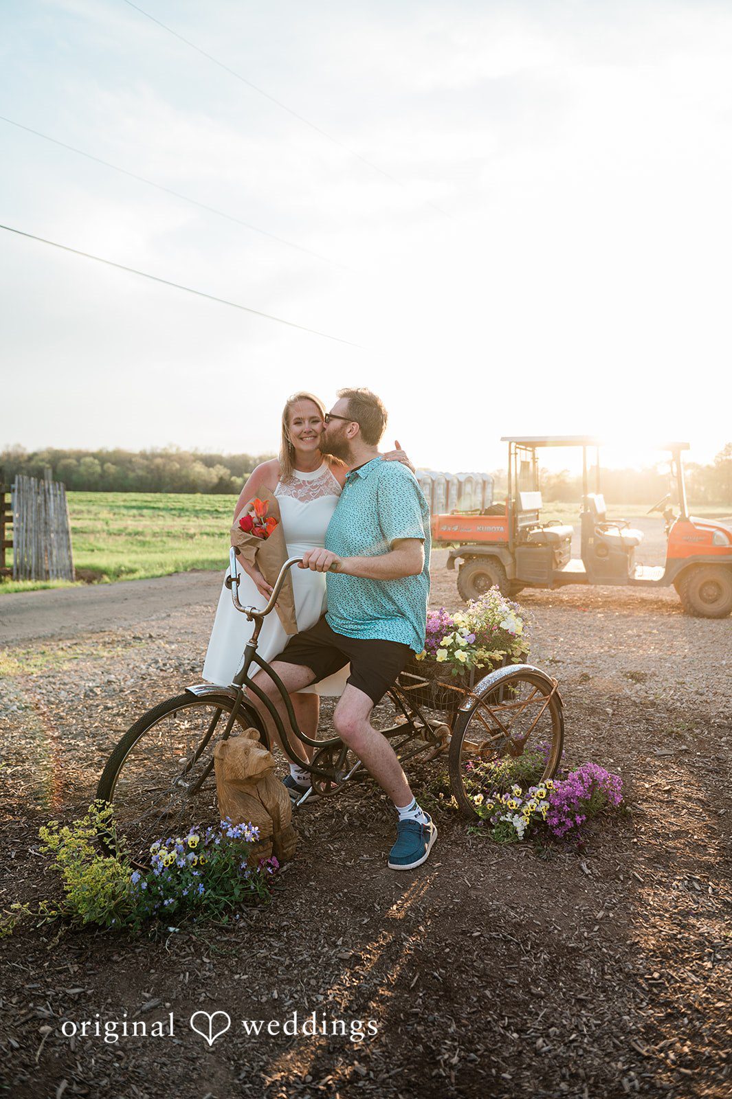 Suzanna + Morgan Engagement session golden light portrait in tulip fields