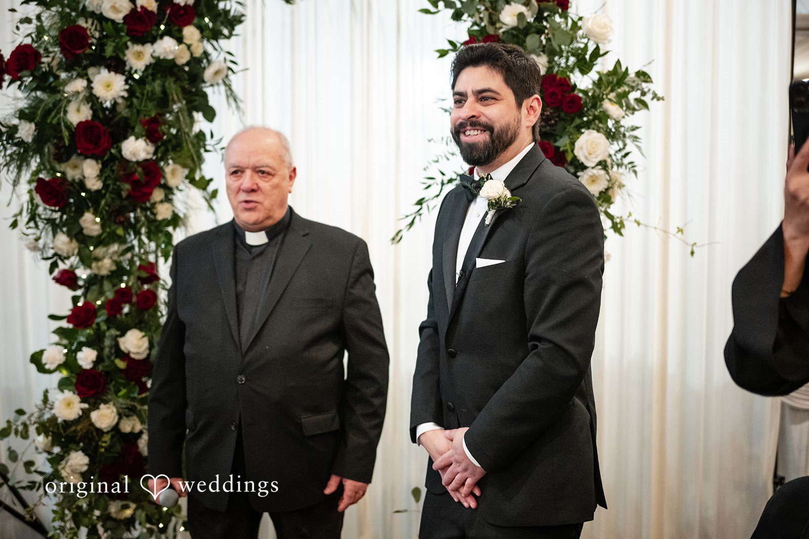 Elizabeth + Aldo Groom waiting emotionally during the ceremony