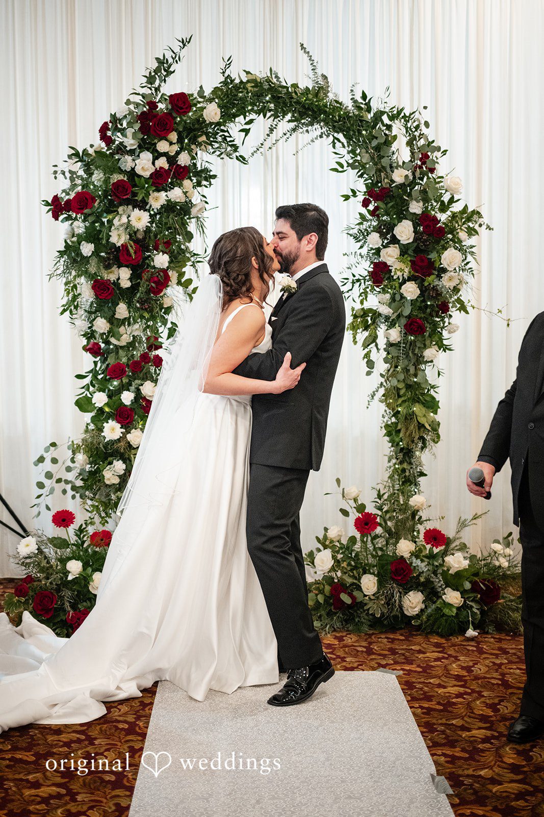 Elizabeth + Aldo Romantic wedding kiss during the ceremony