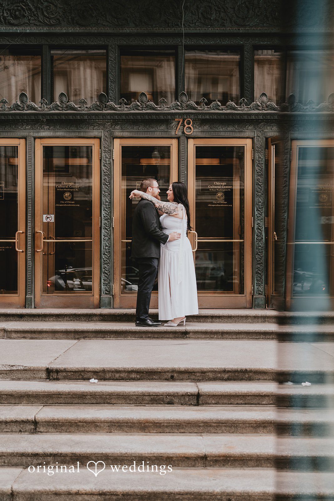 The couple shares a hug