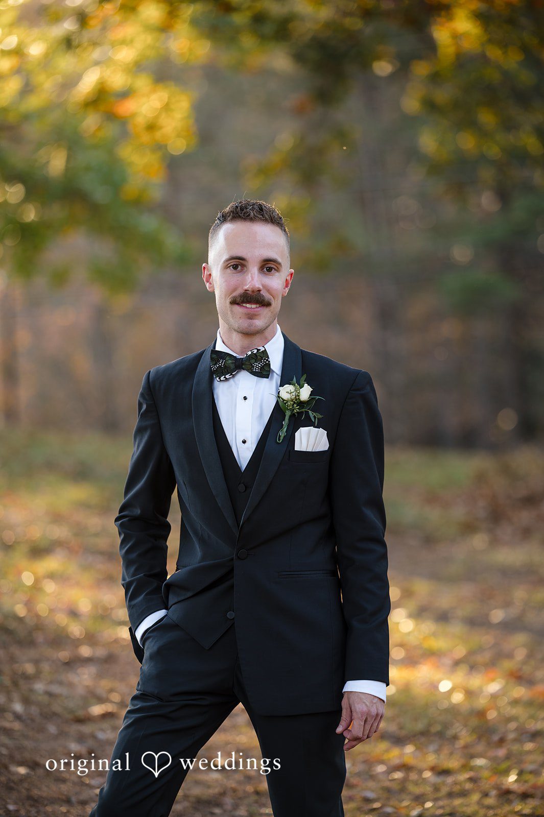 Stylish groom portrait outdoors during wedding celebration at Christ Covenant Sandy Springs