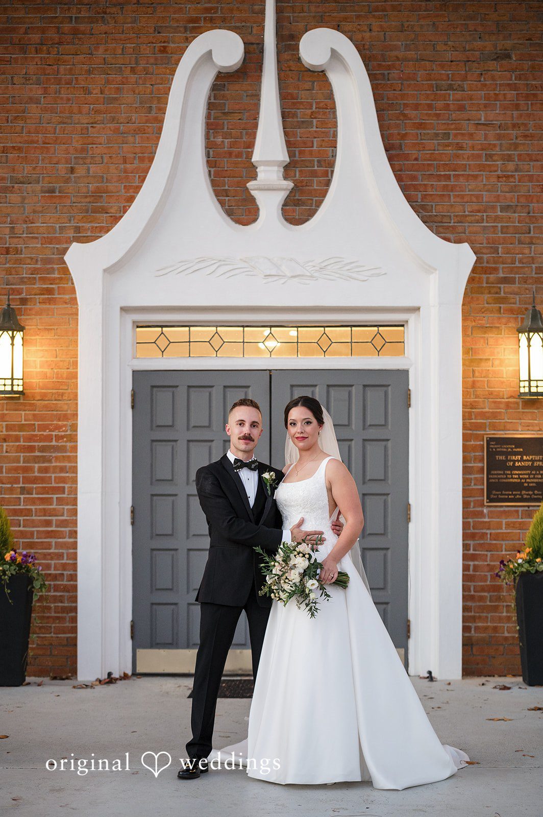 Elegant newlywed portrait at Christ Covenant Sandy Springs