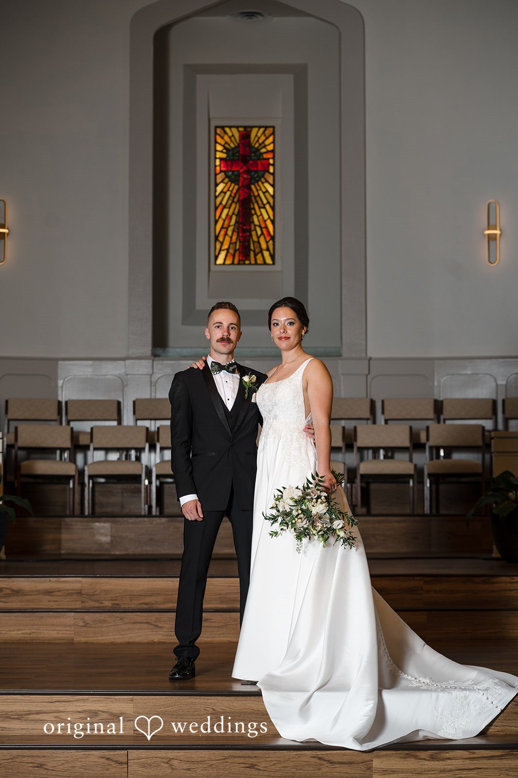 Elegant bride and groom portrait at Christ Covenant Sandy Springs