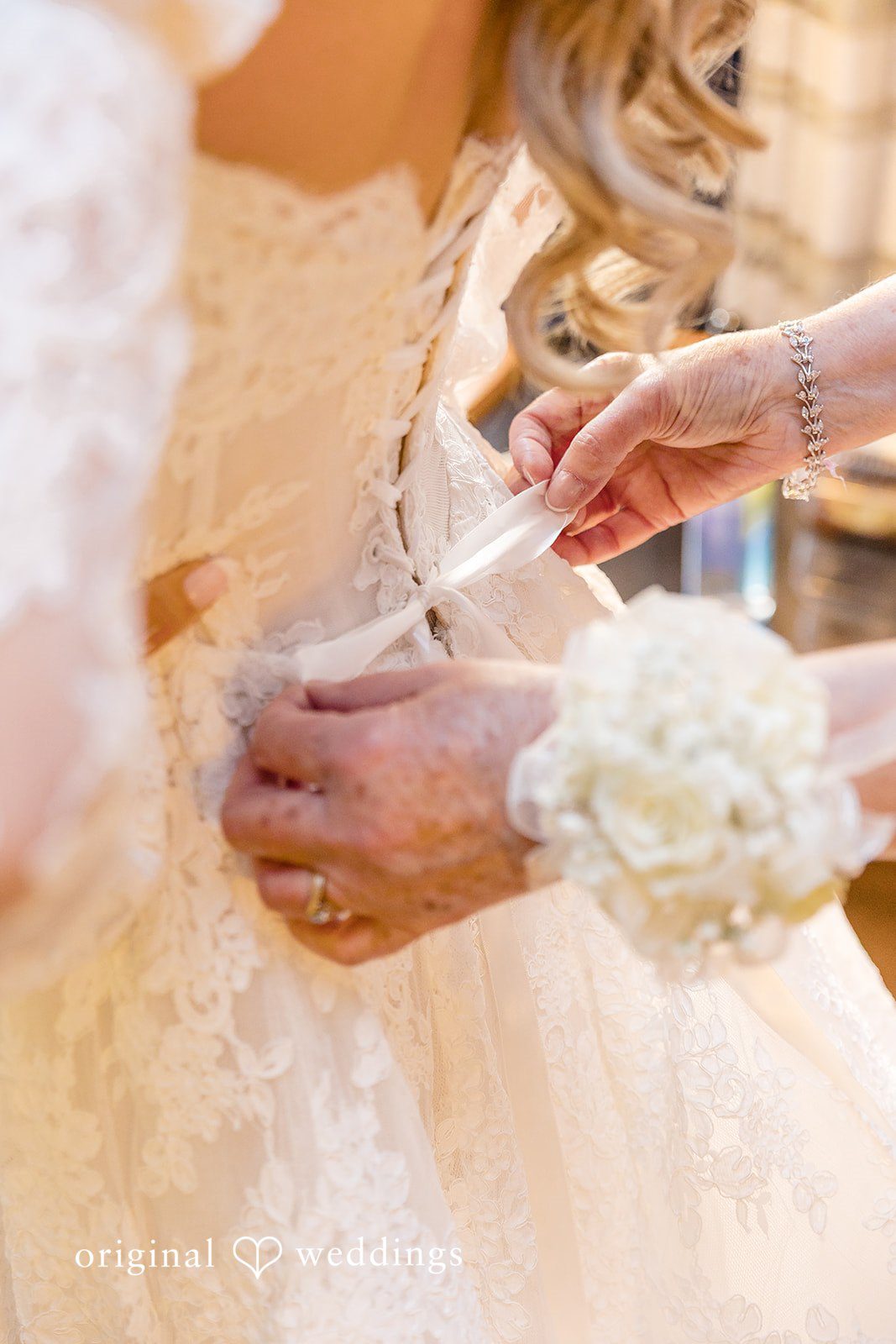 A close-up shot of the bride’s getting-ready moment