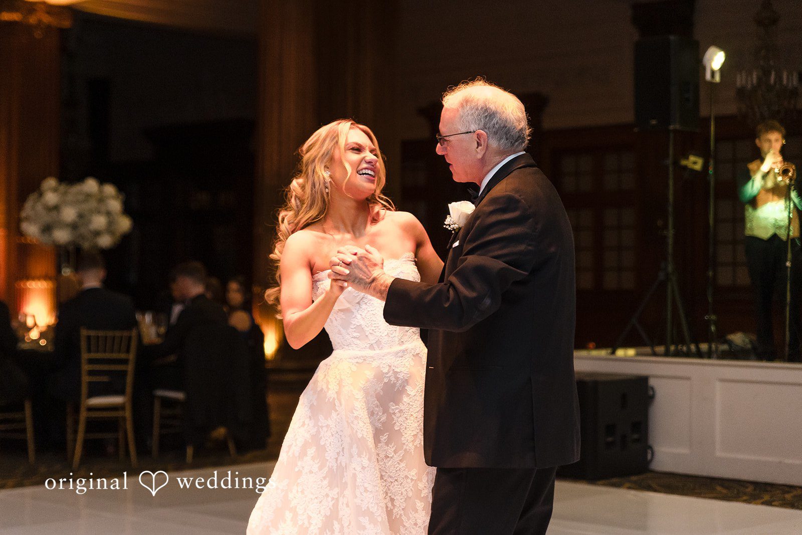 The bride dances with her father at the Crystal Tea Room wedding reception