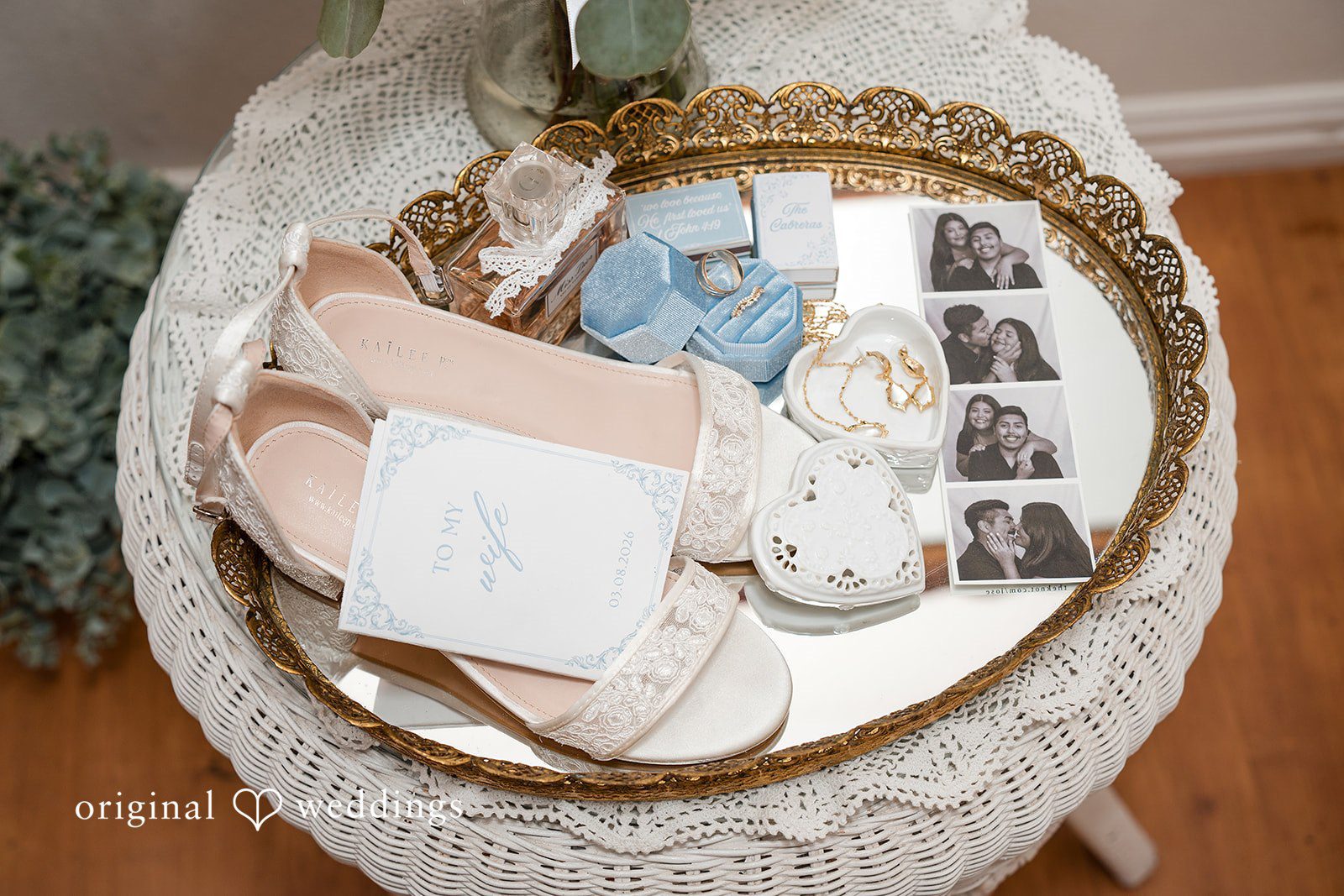 Cecilia + Jose Bridal shoes and accessories detail at Circle of Seven Ranch