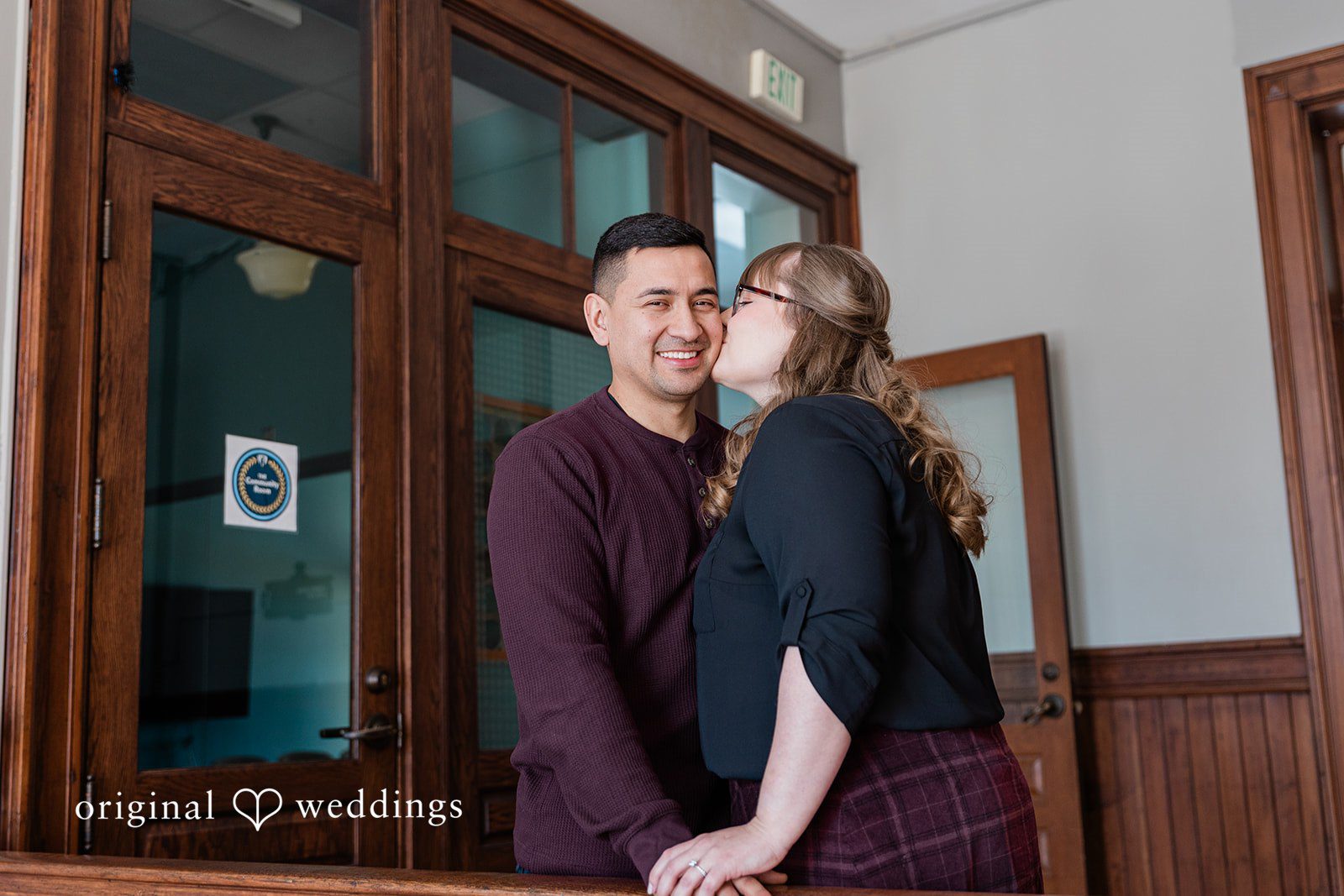Couple enjoying their photo session of engagement