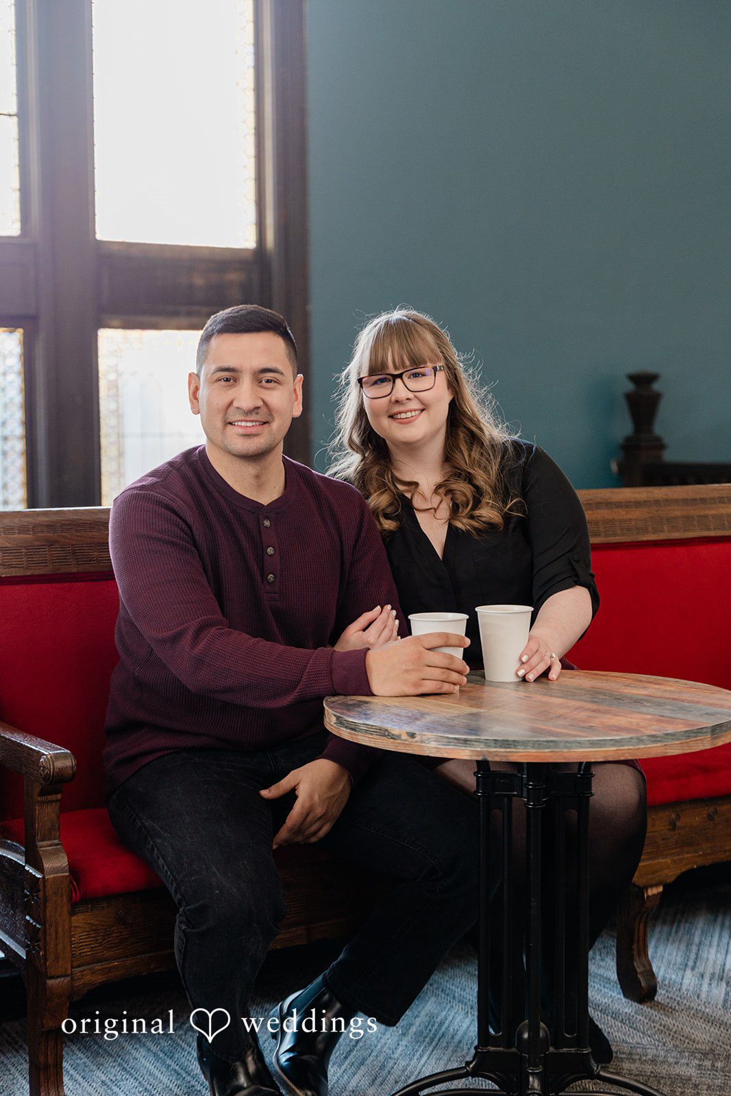 Lovely picture of couple at Coat Check Coffee
