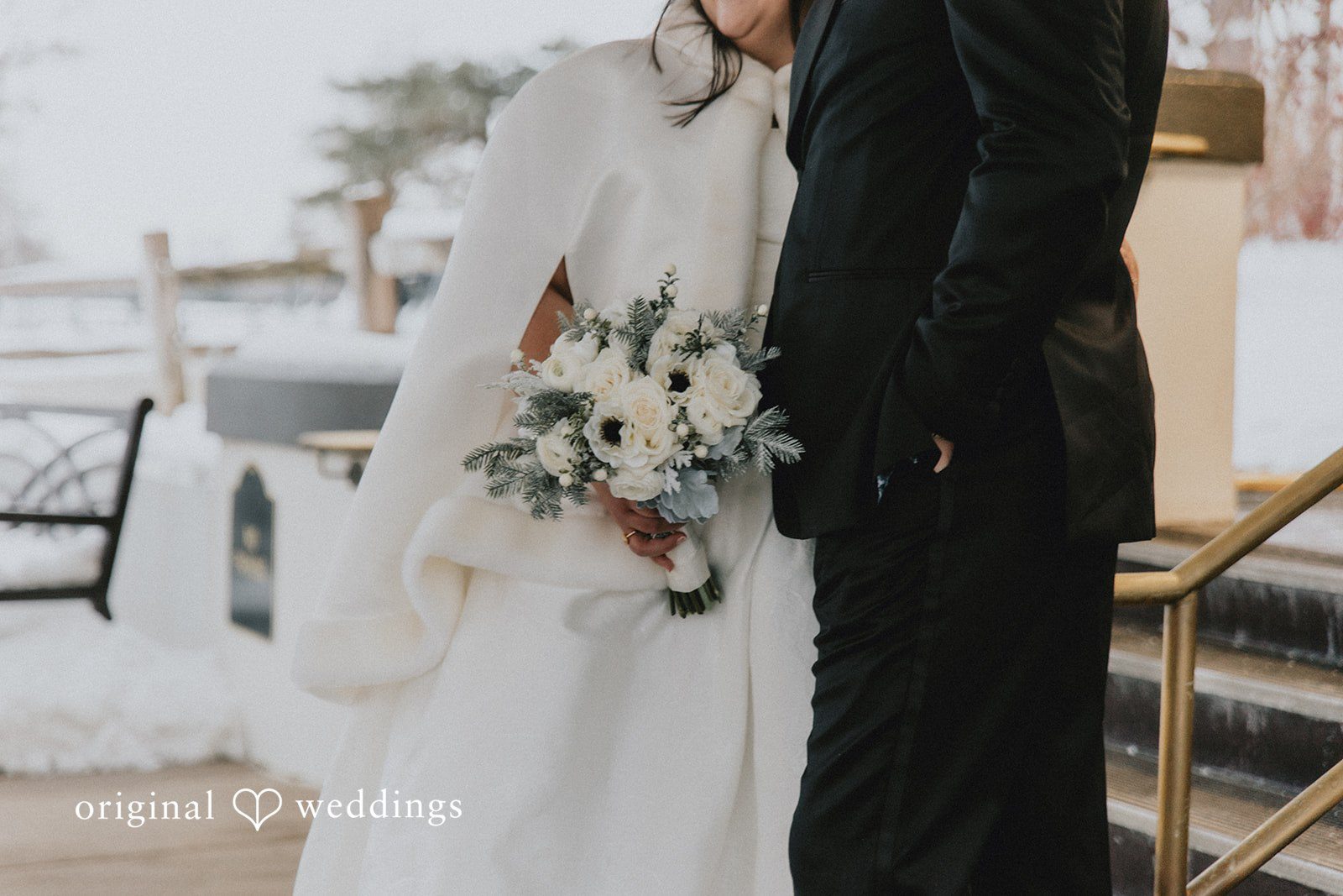 Close-up of the bride’s bouquet during wedding portraits