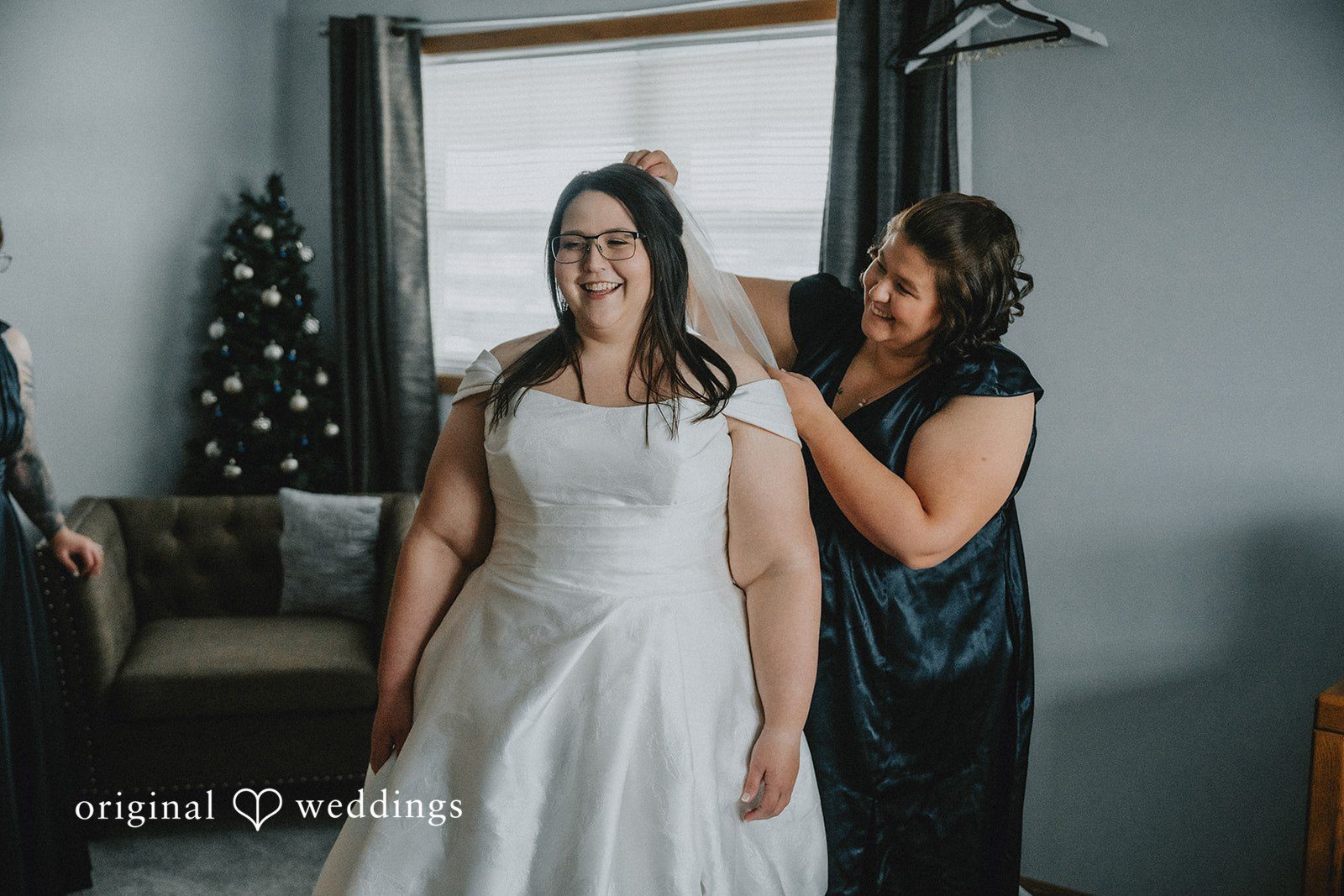 Bride getting ready before the wedding ceremony