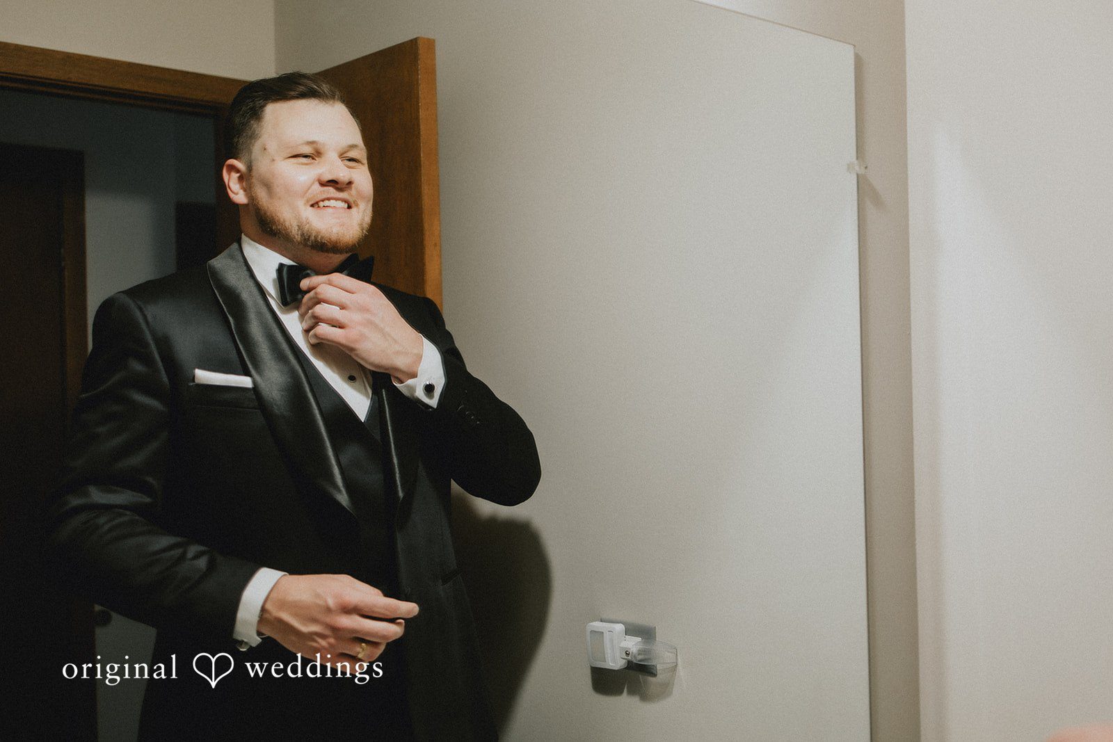 Groom getting ready before the wedding ceremony