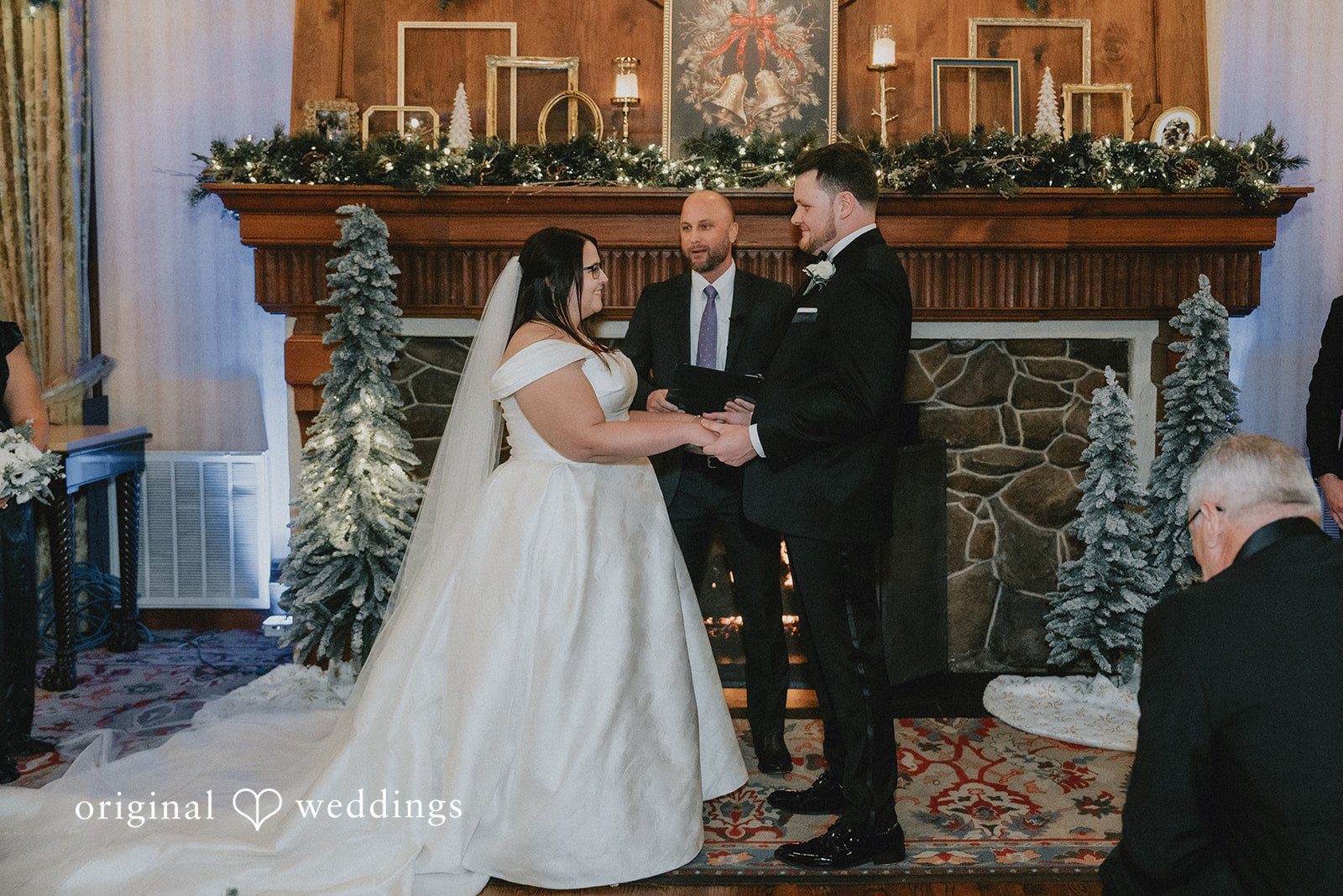 Bride and groom exchanging vows during the ceremony